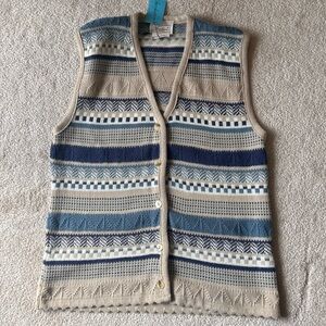 Vintage Blue & Beige Sweater Vest